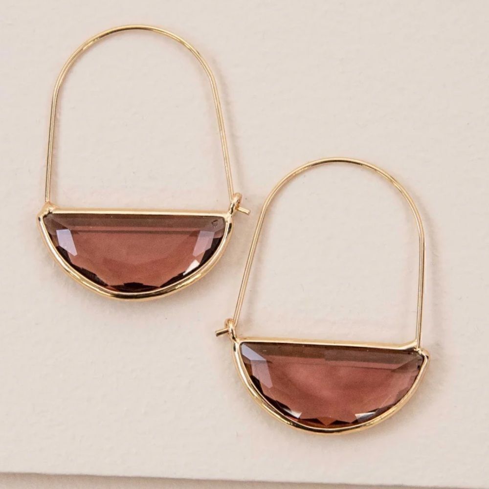 Brown crystal hoop earrings A69